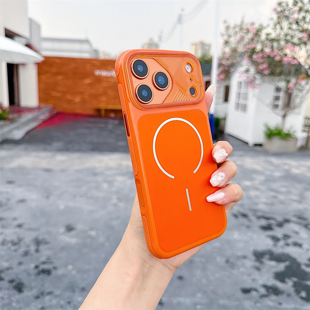 (iphone 12 Pro Max, Naranja) Funda Magnética Para Teléfono, Compatible Con Iphone, Funda Protectora A Prueba De Golpes