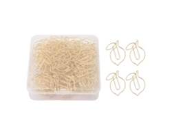 100 Clips De Papel Dorados Con Forma De Limón En Caja Transparente Para Oficina Y Hogar.