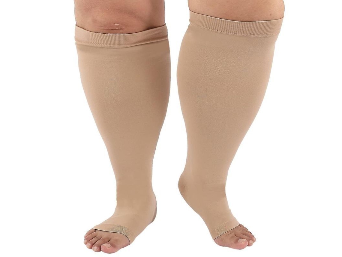 Medias De Compresión 20-30mmhg Para Hombre Mujer, Talla Grande, Alto Tobillo, Algodón Transpirable, Viaje Deporte 7xl