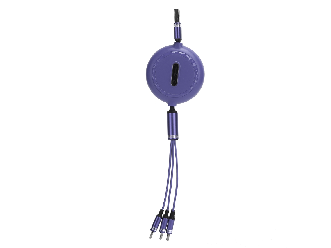 Cable De Carga Múltiple 3 En 1 De 1,1m, Cable De Cargador Rápido Usb, Morado