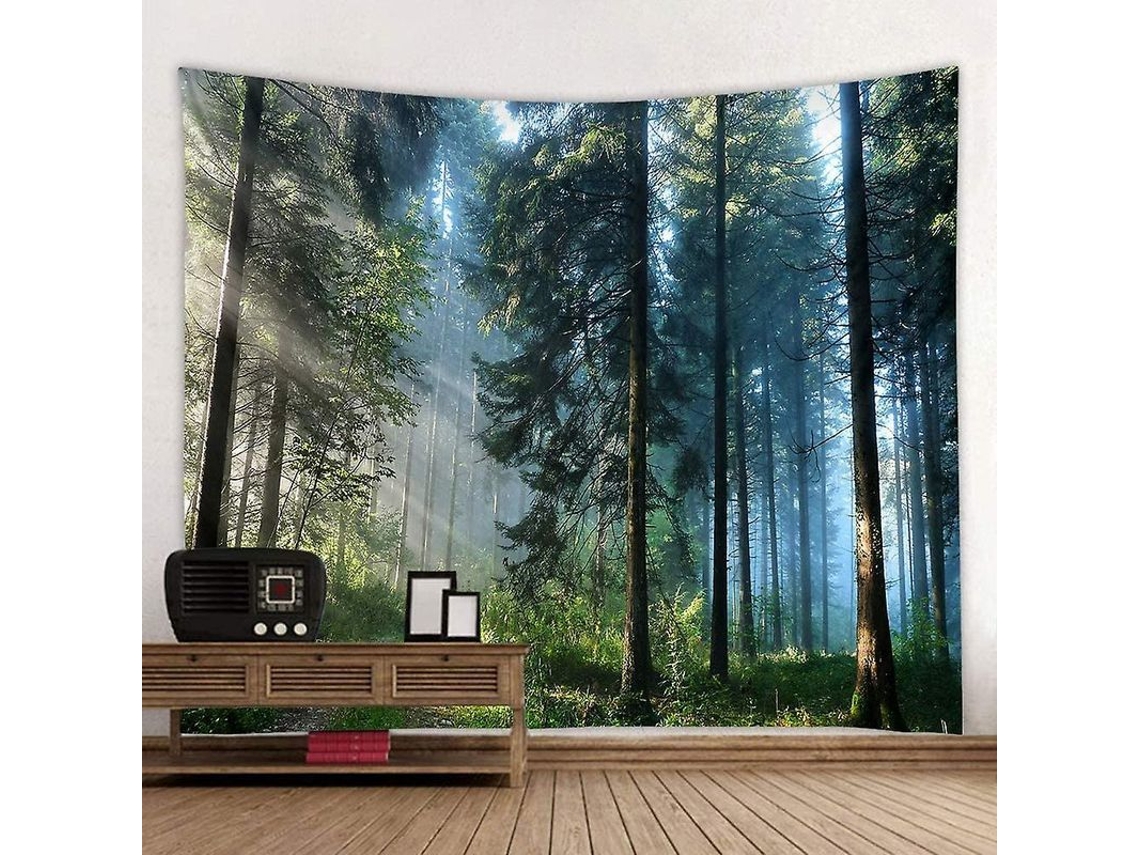 Tapestry Decoración Hogar Paisaje Bosque 3d Poliéster Sala Dormitorio Yoga Cojín Toalla Playa Navidad