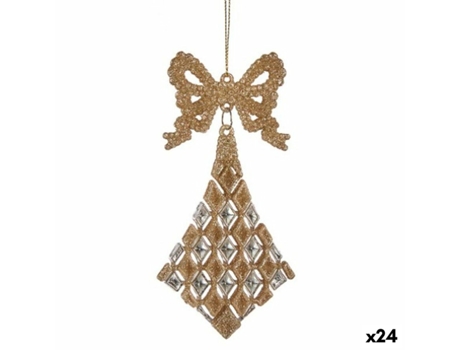 Conjunto de Adornos de Navidad KRIST Adorno Navideño Lazo Rombos Plástico Beige - 24un (15.5x7.5X1cm)