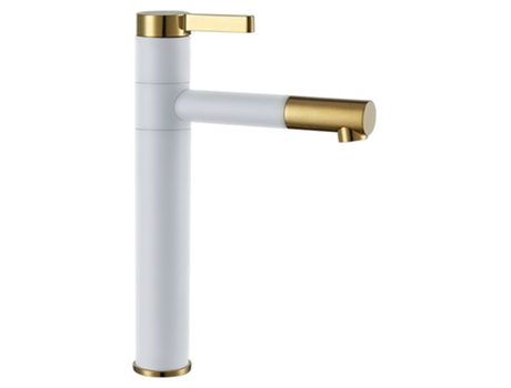 Grifo de Lavabo REA Alto En Latón Blanco/Oro Acabado para Baño de Pie