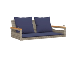 Maison Exclusive - Banco columpio con cojines 109x62x40 cm Patas de mimbre gris
