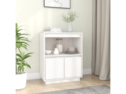 Aparador De Madera Maciza De Pino Blanco 60x34x75 Cm