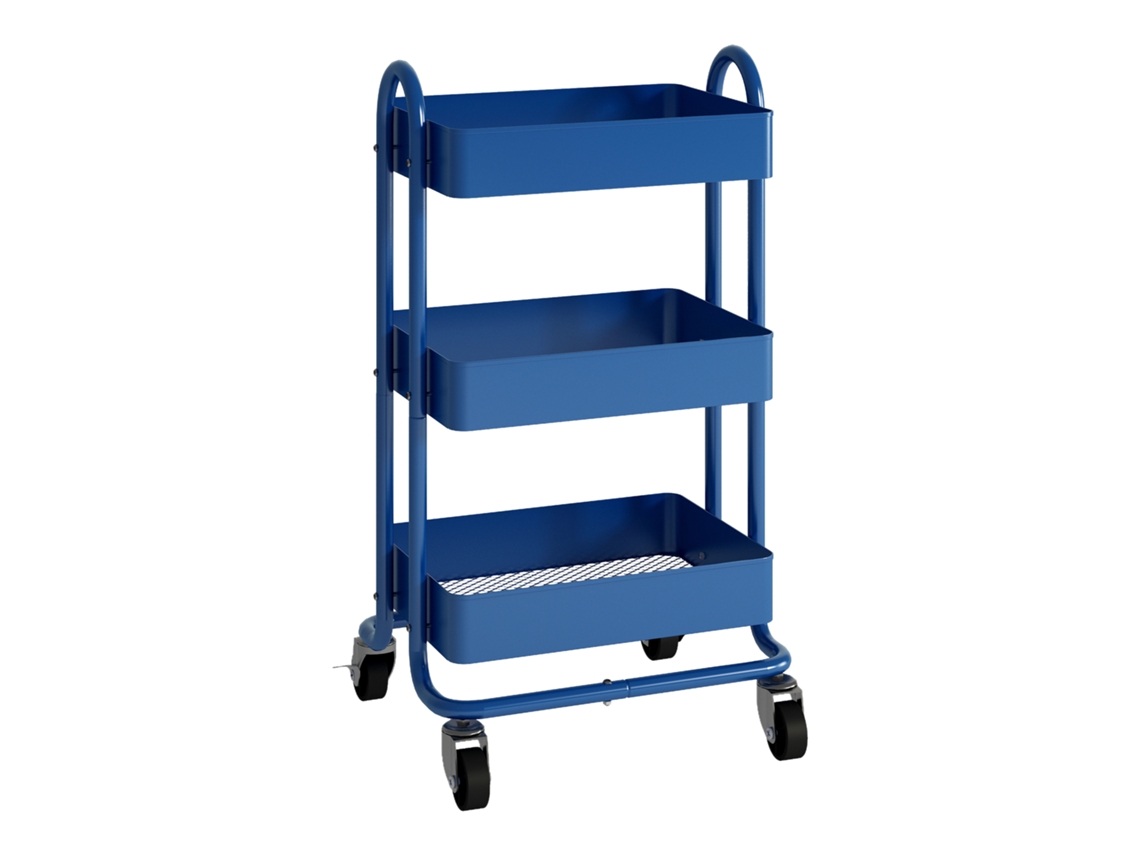 Carro de servicio Pyhäntä con 3 cestas acero 79 x 46 x 35 cm - Azul EN.CASA