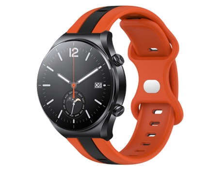 Correa de reloj inteligente para Xiaomi MI Watch S1 22 mm Hebilla de mariposa de silicona bicolor (Naranja + Negro)