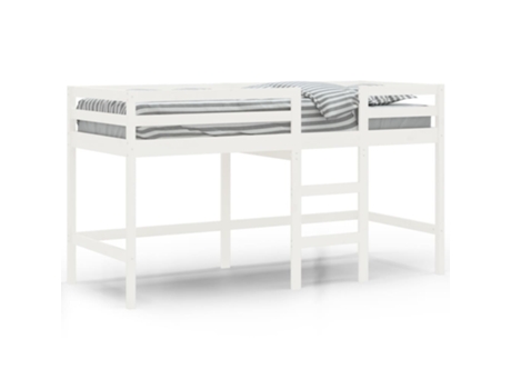 Cama alta de niños escalera VIDAXL madera maciza pino blanco (80x200cm)
