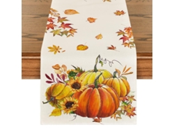 Camino de mesa con flores y hojas de calabaza, decoración otoñal para cocina NEVEANCE