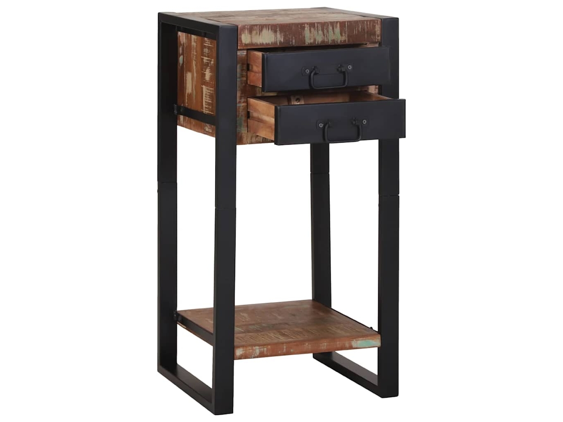 Mesa auxiliar con cajón, multicolor, madera maciza reforzada, MAISON EXCLUSIVE