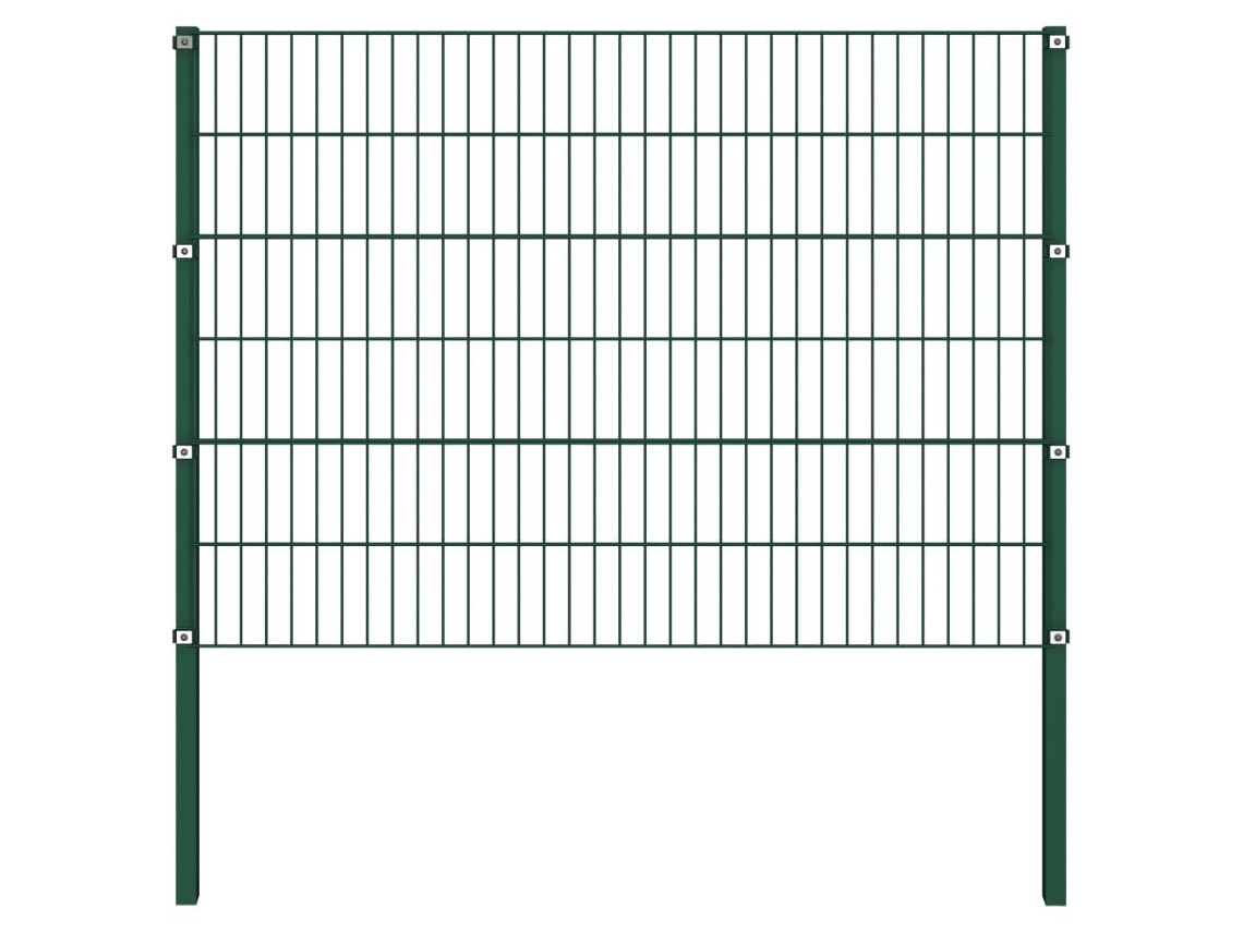 vidaXL Panel de valla con postes de hierro verde 13,6x1,2 m