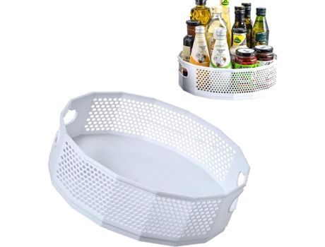 Gabinete giratorio, organizador de cocina, contenedores de almacenamiento giratorios, estante giratorio antideslizante para especias, blanco (L)