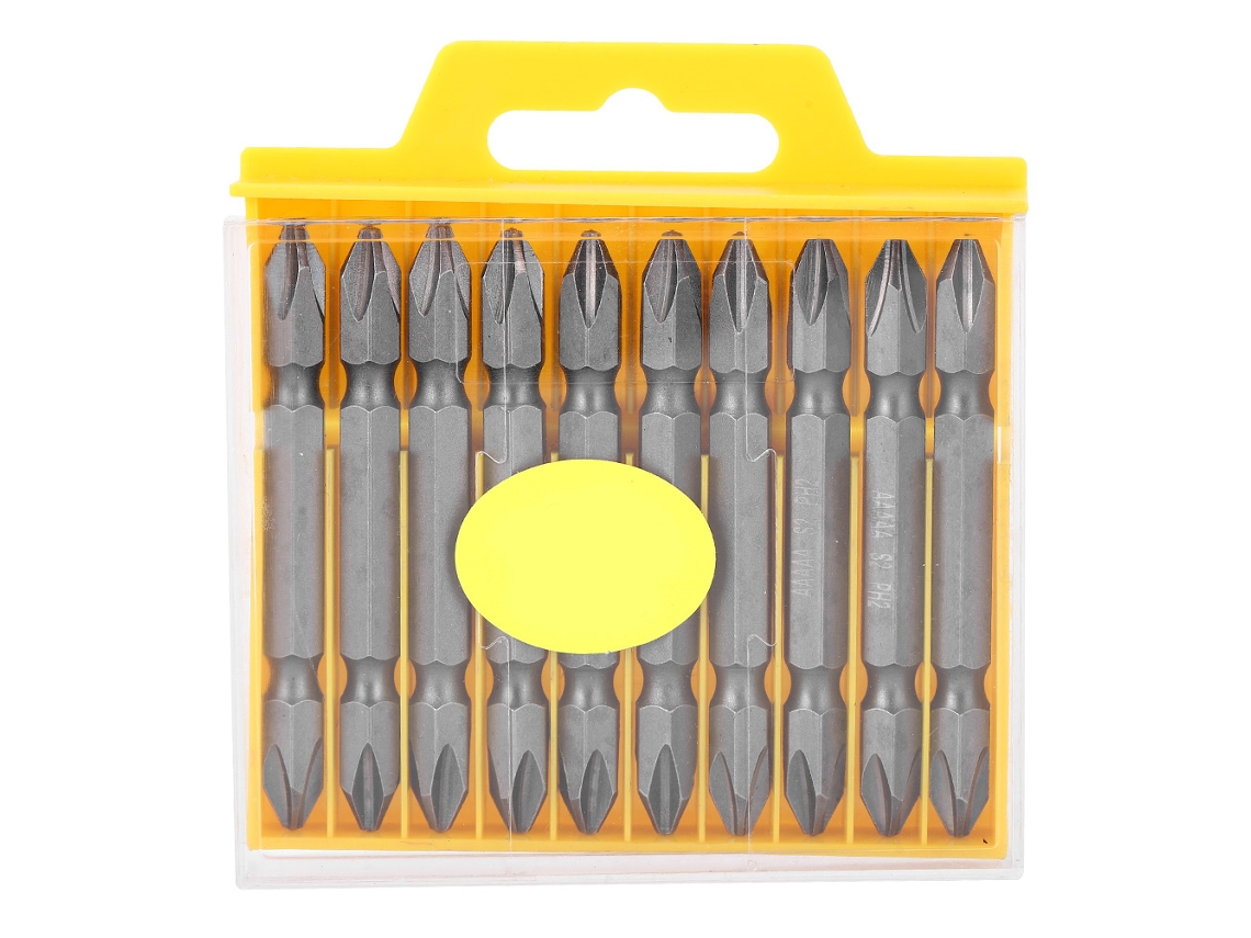 10 puntas de destornillador Phillips de doble punta, acero al cromo-vanadio, herramienta manual magnética, 65 mm, con ventilación