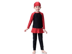 2pcs Traje De Banho Infantil Menina Manga Longa Conjunto Para Nadar(preto 90cm)