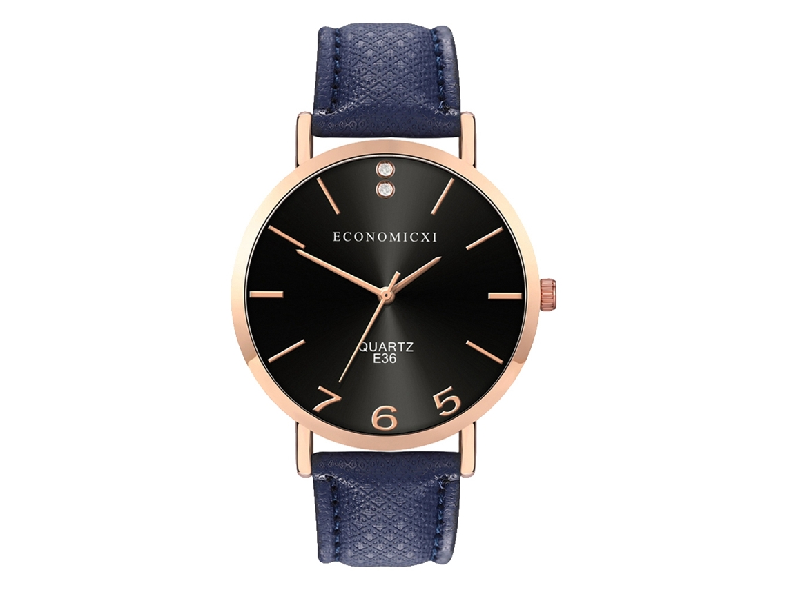 Reloj De Pulsera Unisex Con Correa De Pu, Pantalla Analógica, Esfera Redonda, Movimiento De Cuarzo.
