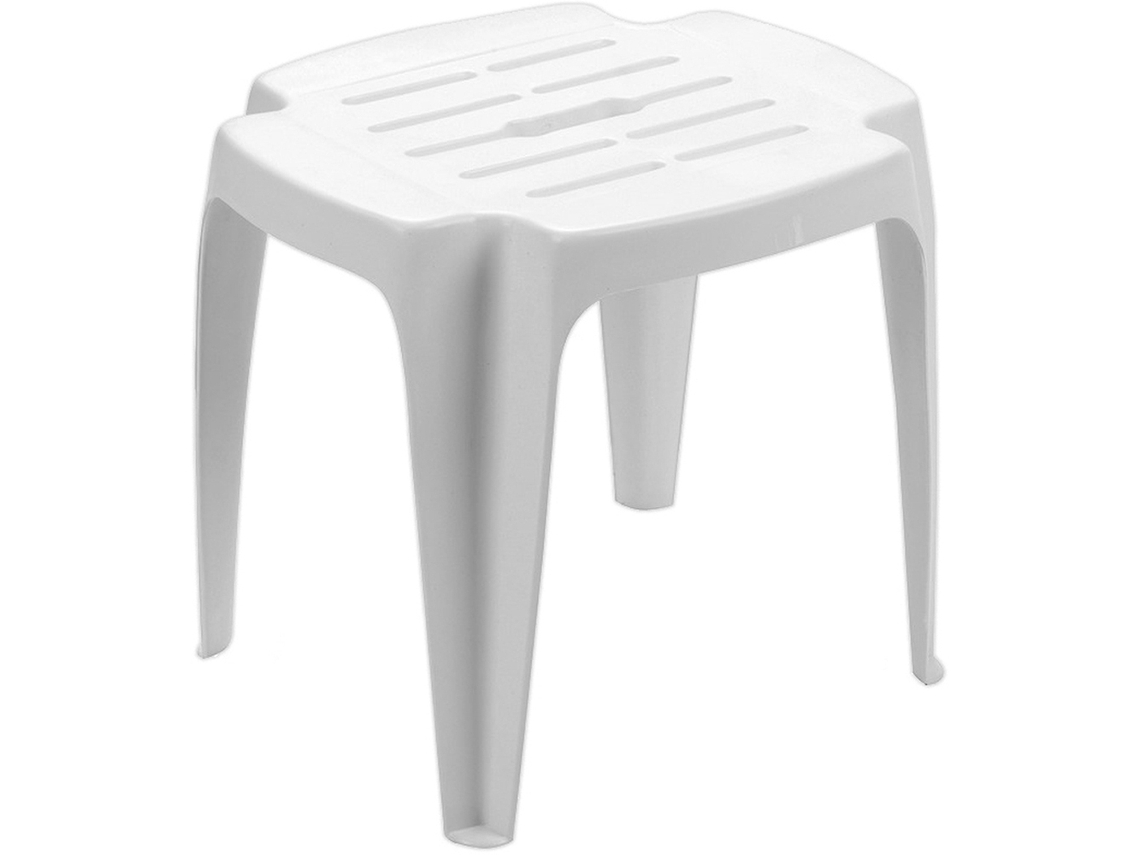 Taburete resina blanco 42x37x38 cm.