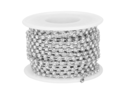 Cadena de piedras Strass de 10 yardas/rollo para bricolaje, costura y decoración de ropa, accesorios con Strass blanco de 3 mm SS12