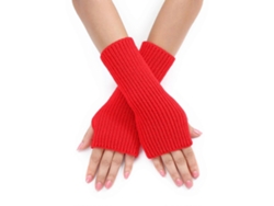 Guantes de punto, con muñeca extendida, sin dedos, guantes de invierno elásticos de medio dedo, mantienen el calor, guantes para adolescentes, ciclismo, blanco, TAISHENGDA