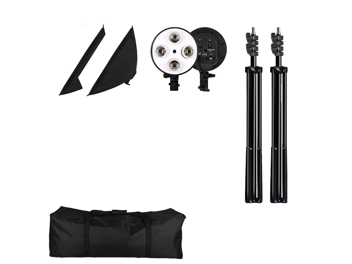 Kit de iluminación fotográfica, 4 portalámparas, luz LED de 20 W, lámpara espiral OEM de 45 W