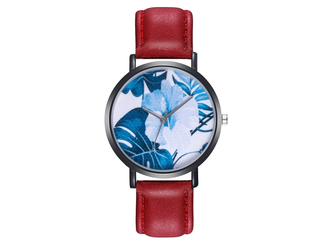 Reloj De Cuarzo Preciso Con Correa De Cuero Real Para Jóvenes Chicas - Rojo