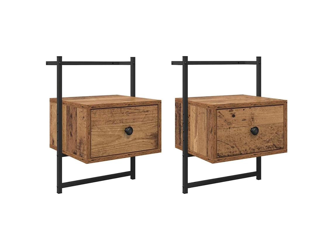 Juego de 2 mesitas de noche antiguas de madera 35x30x51 cm MAISON EXCLUSIVE