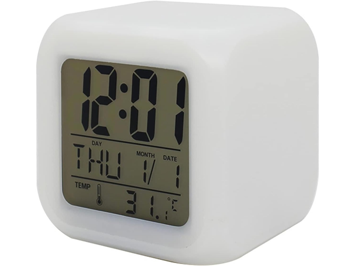Reloj Despertador Digital,tsolay Pantalla De Temperatura Multifuncional, Cuadrado, Cambio De Color, Repetición Eléctrica Para Mesa De Oficina,