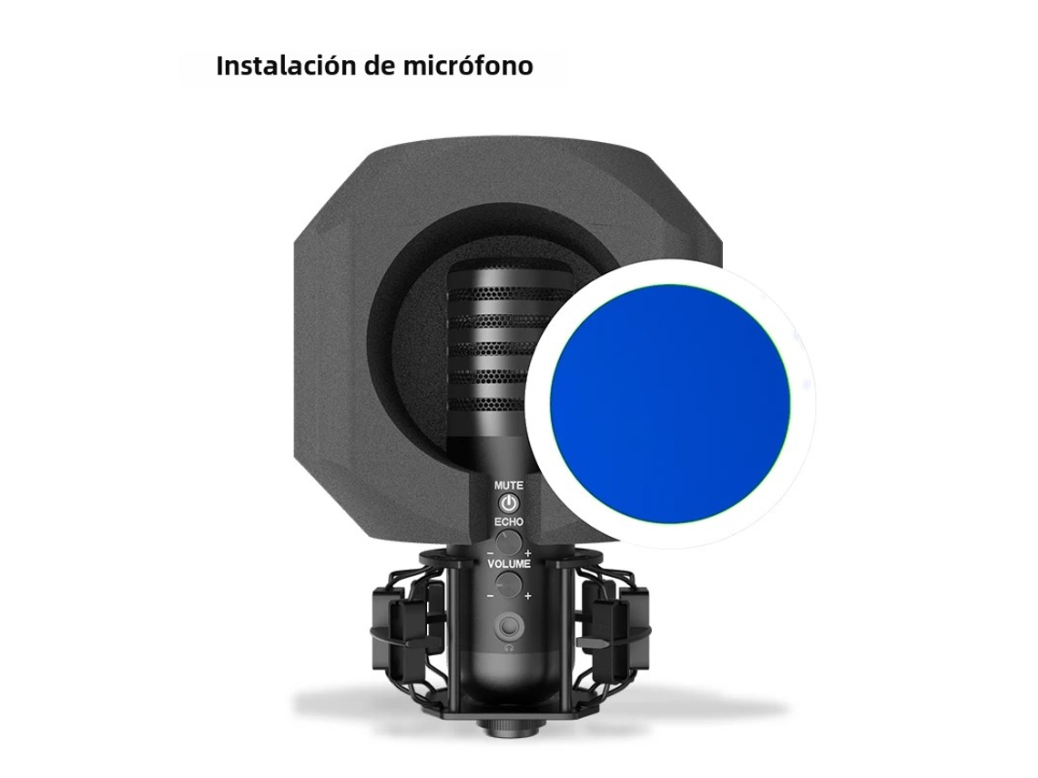 Filtro de espuma para micrófono con punto focal para aislar el ruido ambiental. Mdug