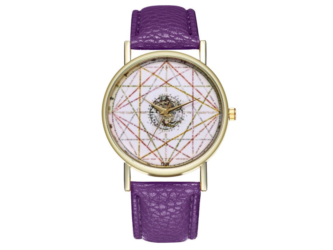 Reloj De Pulsera Analógico Zhoulianfa Con Elegante Correa De Pu A Rayas Moradas.
