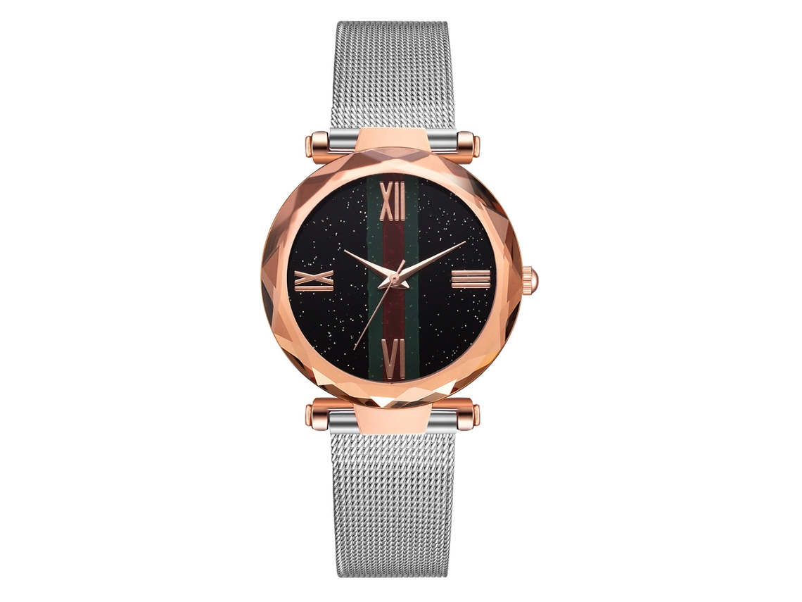 Reloj De Pulsera De Aleación Para Mujer Con Malla Sencilla, Cuarzo, Estilo Casual Y Moderno, Color Plata.