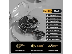 Auriculares Inalámbricos Bluetooth 5.3 (negros), Con Diseño De Gancho Para La Oreja Y Pantalla Led.