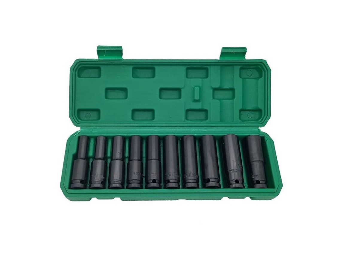10 Piezas Set De Tuercas 1/2 Pulgada 10mm A 24mm Hexagonal Para Llave Eléctrica Taladro Neumático Impacto