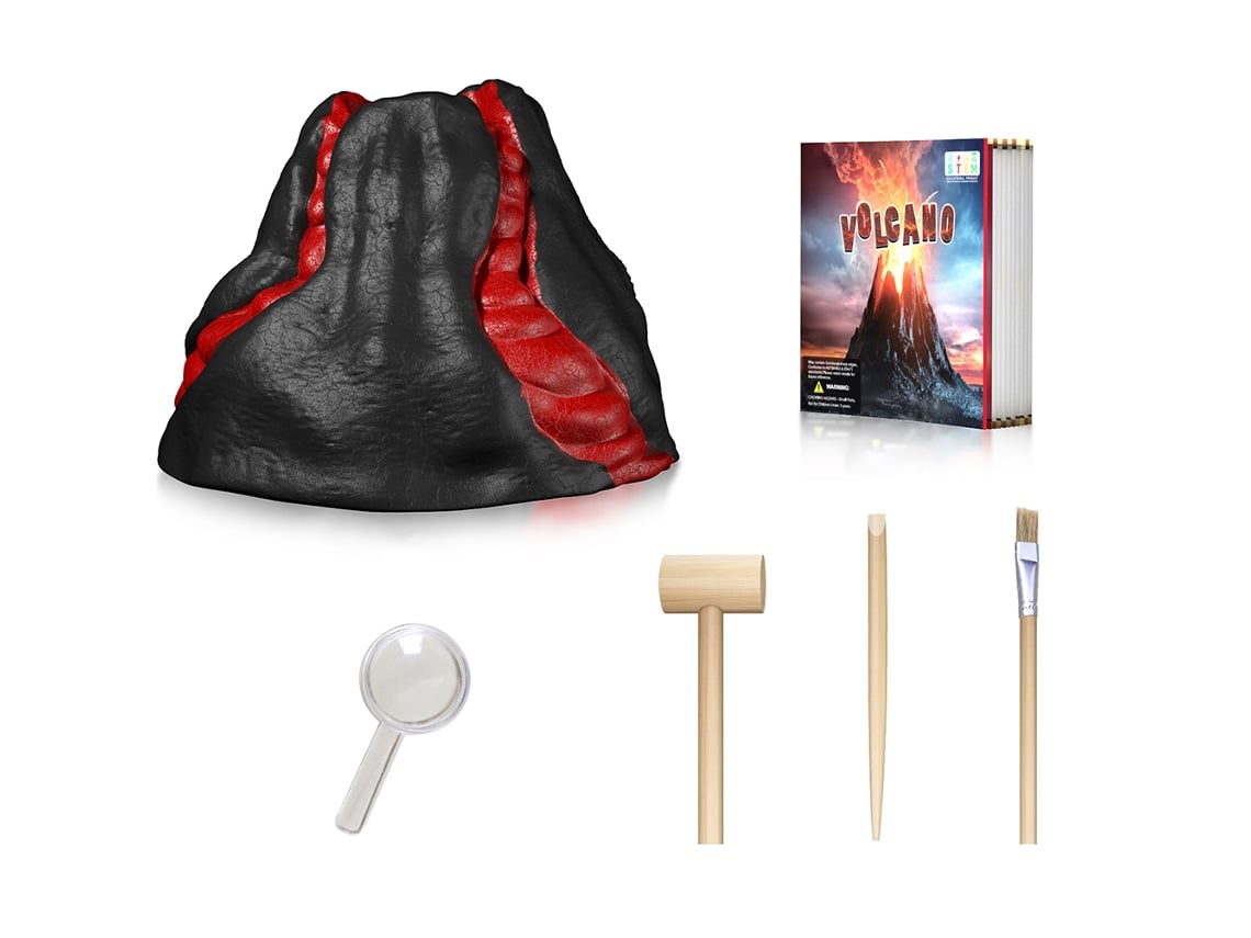Kit De Escavação Vulcão Brinquedo Científico Para Crianças Com Gemas E Ferramentas