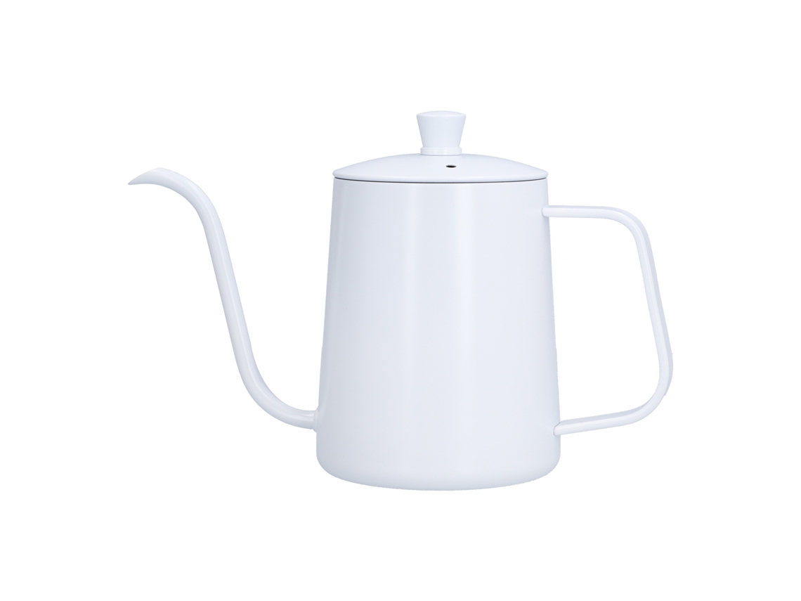 Mini cafetera portátil de acero inoxidable blanca para viajes y camping