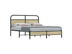 Estructura De Cama Sin Colchón 160x200 Cm Madera Roble Sonoma
