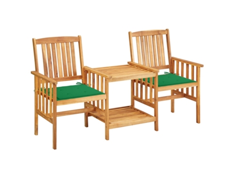 MAISON EXCLUSIVE Sillas y mesita de jardín con cojines madera maciza acacia