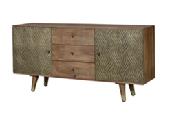 Aparador en madera de mango y bronce Marrón.GINER Y COLOMER 78x40x160