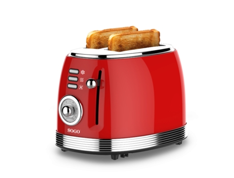 Tostador Retro SOGO Tos-Ss-5460 Pan Molde 2 Ranuras 850W Rojo