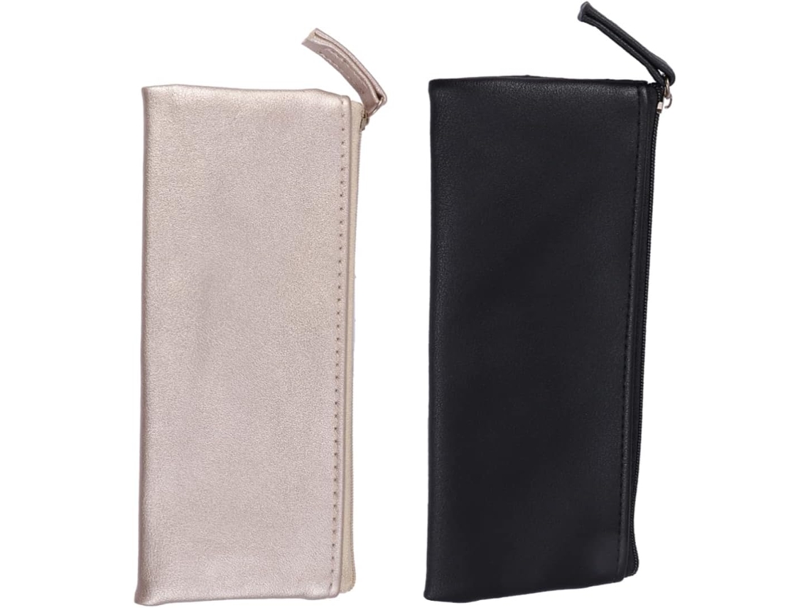 Estuche Minimalista De 2 Piezas De Piel Sintética Pu De Nuobesty Para Lápices, Bolígrafos Y Estuche De Maquillaje.