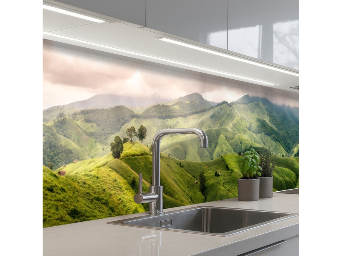 Paneles para salpicadero de cocina - Paisaje - Colinas - Verde 300x60 cm