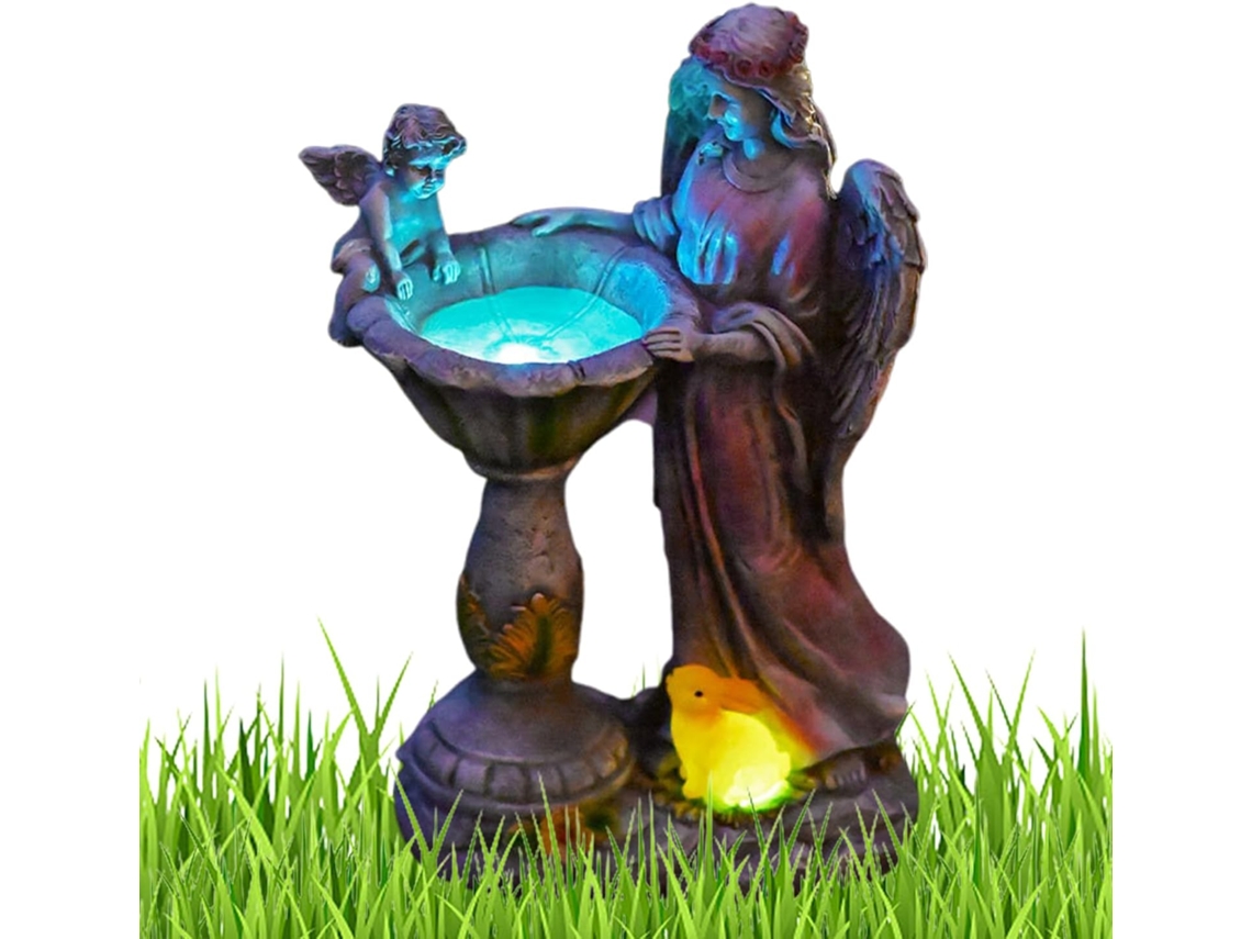 Figura De Ángel Solar De Resina - Escultura De Hada De 29,5 Cm 11,61 Pulgadas Estatua Decorativa Para Jardín Exterior,