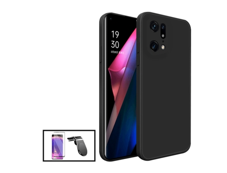 Kit De Película De Vidrio Templado Curvo Cubierta De Silicona Líquida Soporte Magnético L Coche De Conducción Segura Para OPPO Encuentra X5 Pro 5G ...
