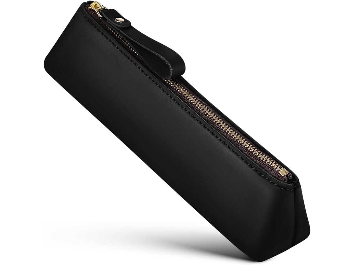Estuche Pequeño De Cuero Negro Para Lápices, Unisex, Multifuncional, Para La Escuela Y Viajes, Regreso A Clases.