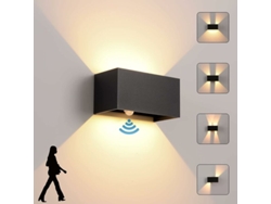 Aplique LED de pared de aluminio para exteriores, resistente al agua, sensor de anochecer y amanecer, ángulo de haz ajustable IP65, apto para iluminación exterior.