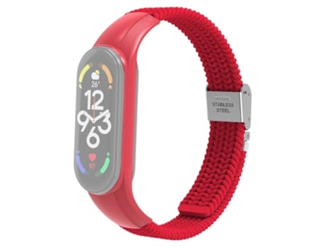Correa de acero inoxidable trenzado con hebilla ajustable para Xiaomi Mi Band 7 - tinto
