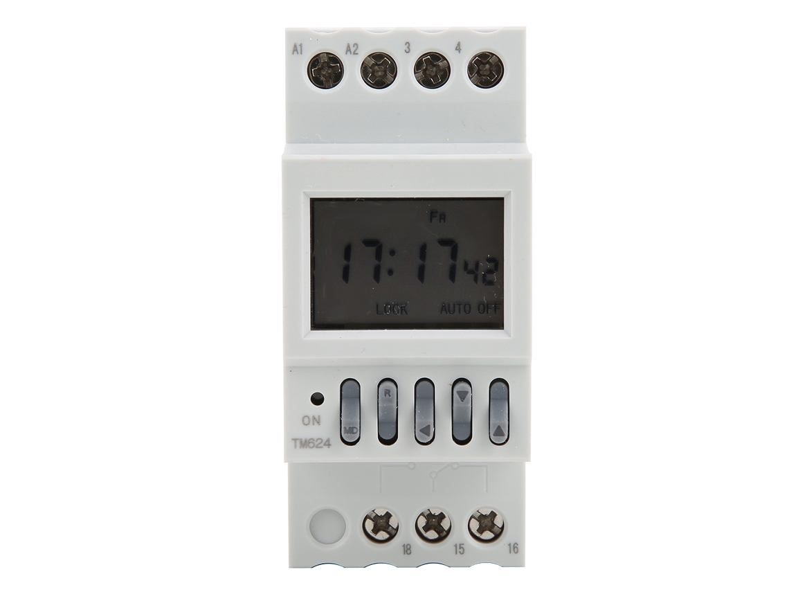 Temporizador Digital Tm624 Con Interruptor De Encendido, 40 Grupos, Montaje En Riel Din.