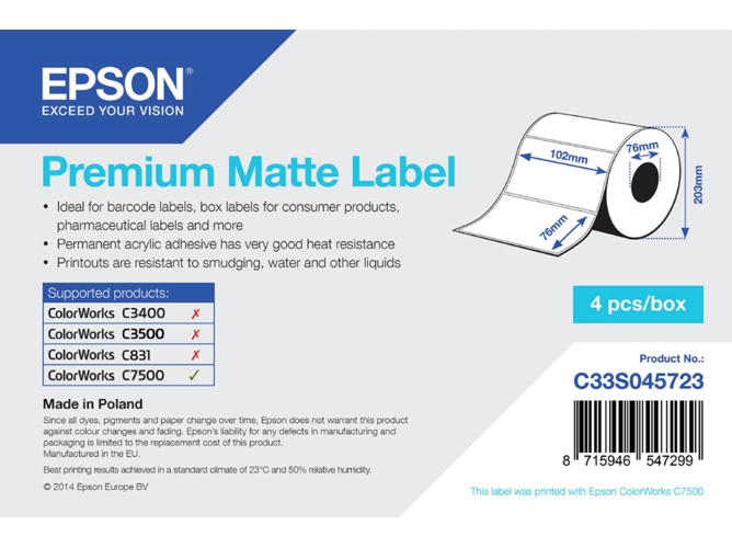 Etiqueta de impresión EPSON Premium Matte Label