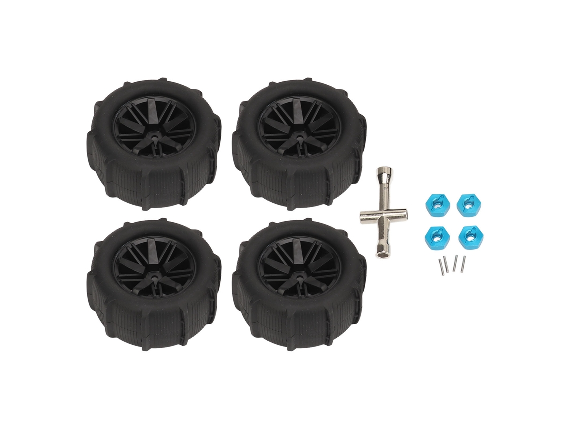 Mali conjunto de Rodas e Pneus Rc Hex 12mm 1/14 para Wltoys 144001 144010 124016 124017 4pcs
