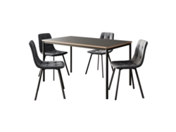 Juego de comedor Lindesberg de 5 piezas, 1 mesa y 4 sillas, gris oscuro. [EN.CASA]