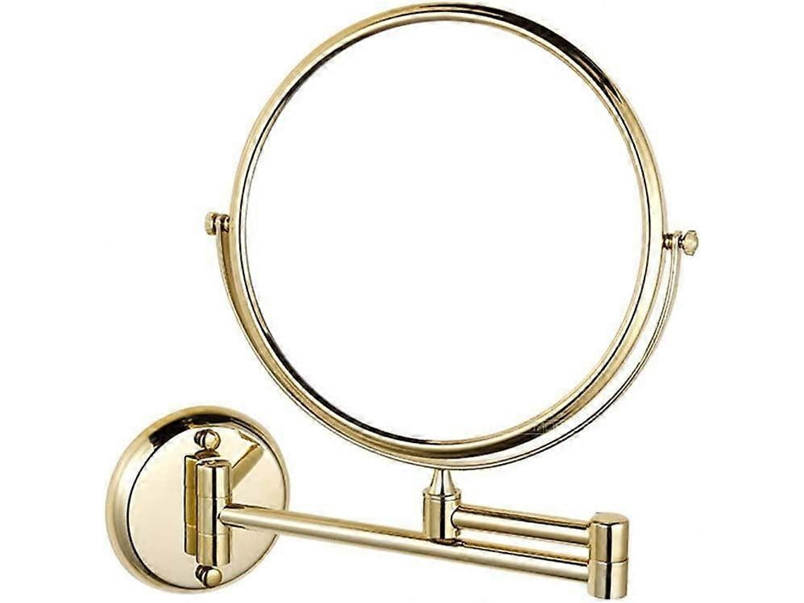 Rebe-espejo De Maquillaje De Pared 8 Pulgadas Giratorio Doble Lado Extensible Plegable Afeitado 5x Magnificación Oro
