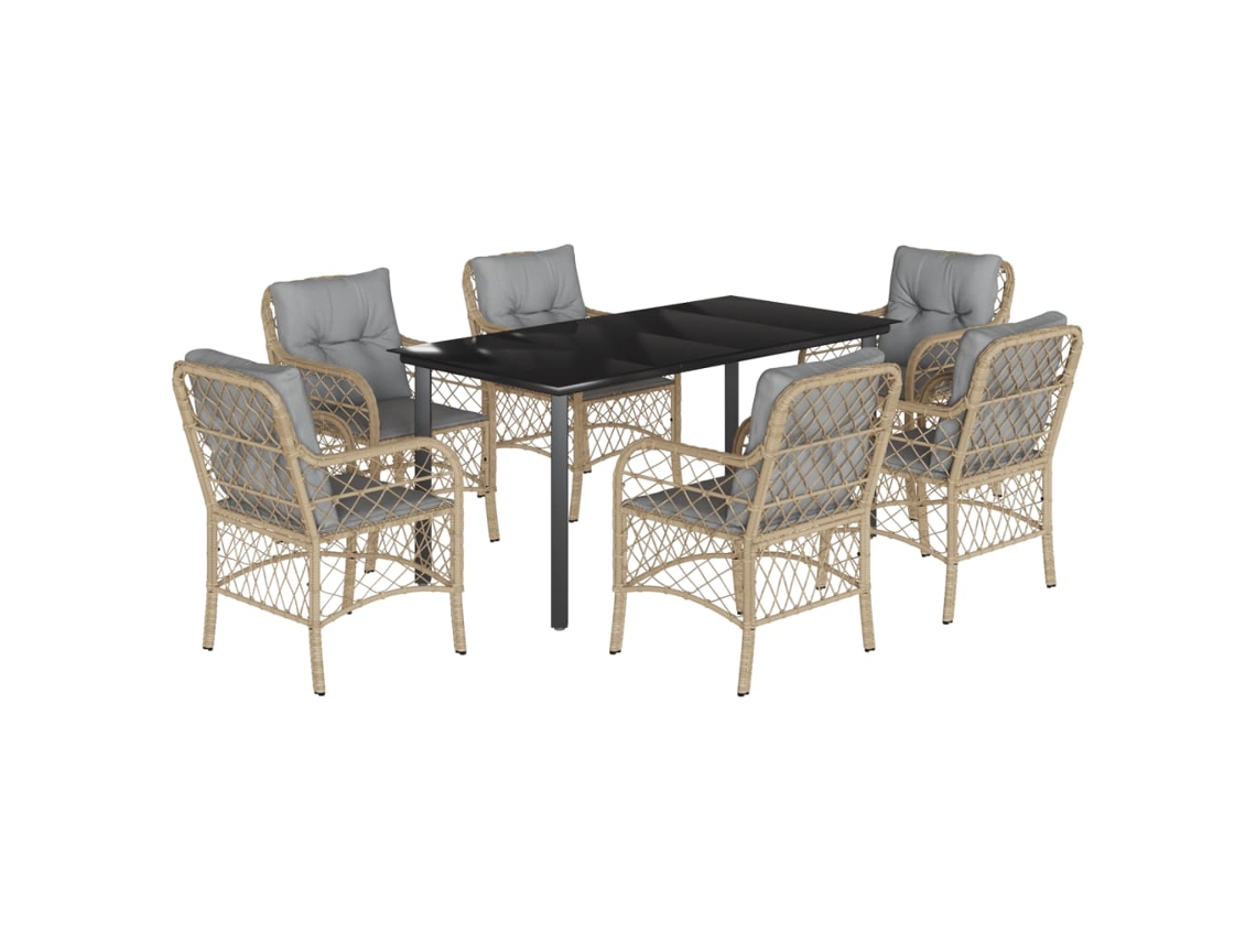 Maison Exclusive - Set Comedor De Jardín 7 Pzas Con Cojines Ratán Sintético Beige